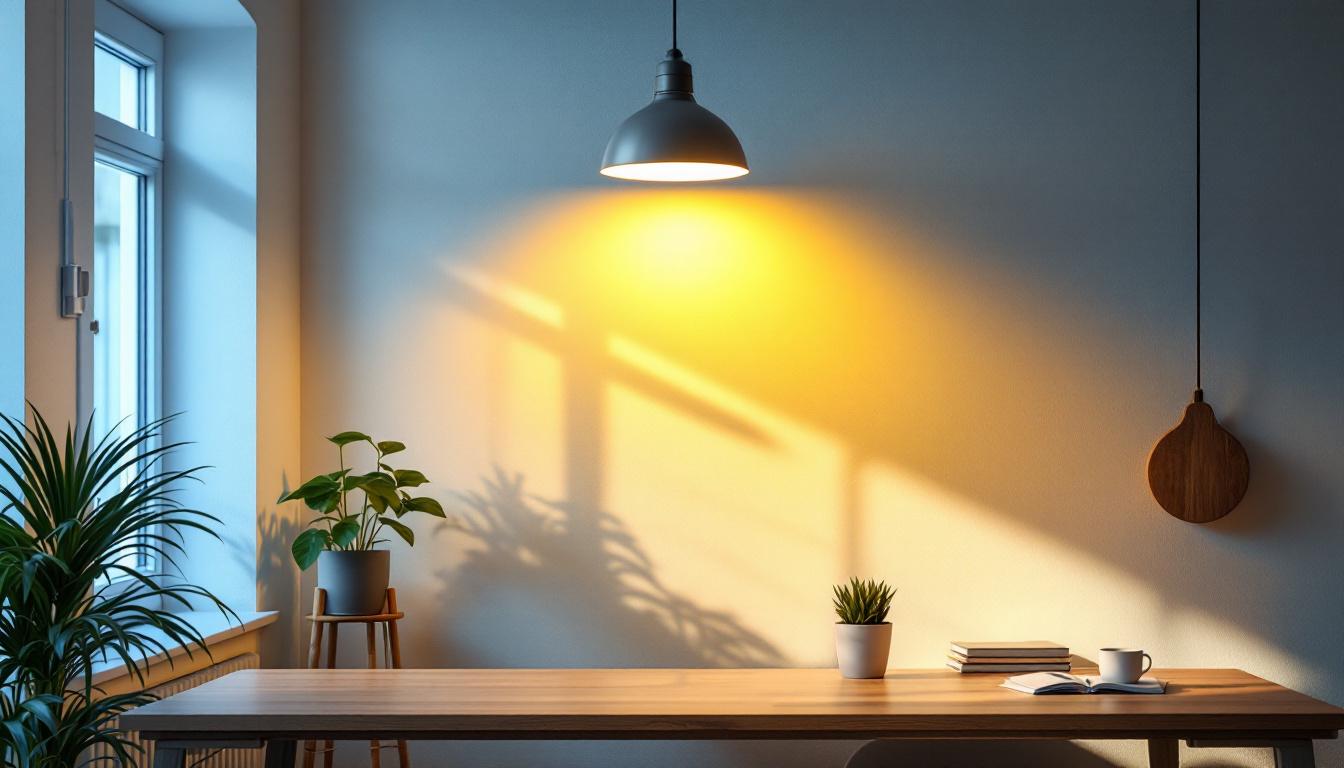 A photograph of a well-lit interior space showcasing various lighting fixtures in use