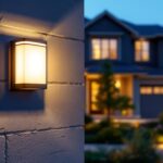 A photograph of a beautifully illuminated outdoor led house number light installed on a modern home