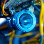 A photograph of a close-up of a fluorescent lamp socket installation