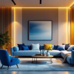 A photograph of a beautifully designed living space that showcases a harmonious blend of stylish furniture and innovative lighting solutions