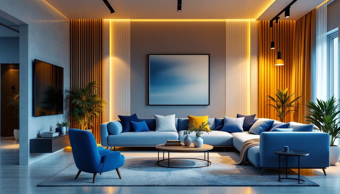 A photograph of a beautifully designed living space that showcases a harmonious blend of stylish furniture and innovative lighting solutions
