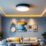 A photograph of a beautifully installed flushmount ceiling fixture in a well-lit