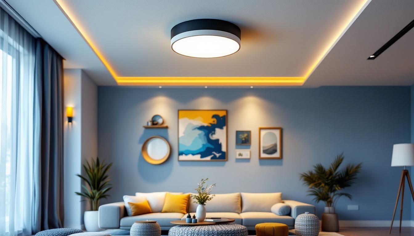 A photograph of a beautifully installed flushmount ceiling fixture in a well-lit