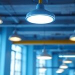 A photograph of a round fluorescent light fixture in a well-lit space