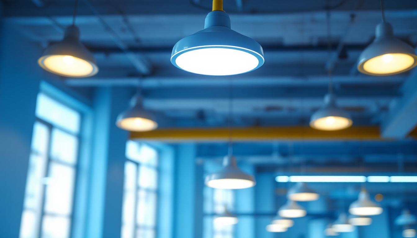 A photograph of a round fluorescent light fixture in a well-lit space