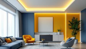A photograph of a well-designed long ceiling light installation in a modern interior space
