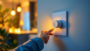 A photograph of a lighting contractor expertly installing a sleek