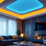 A photograph of a beautifully designed interior space featuring canless led ceiling lights