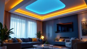 A photograph of a beautifully designed interior space featuring canless led ceiling lights