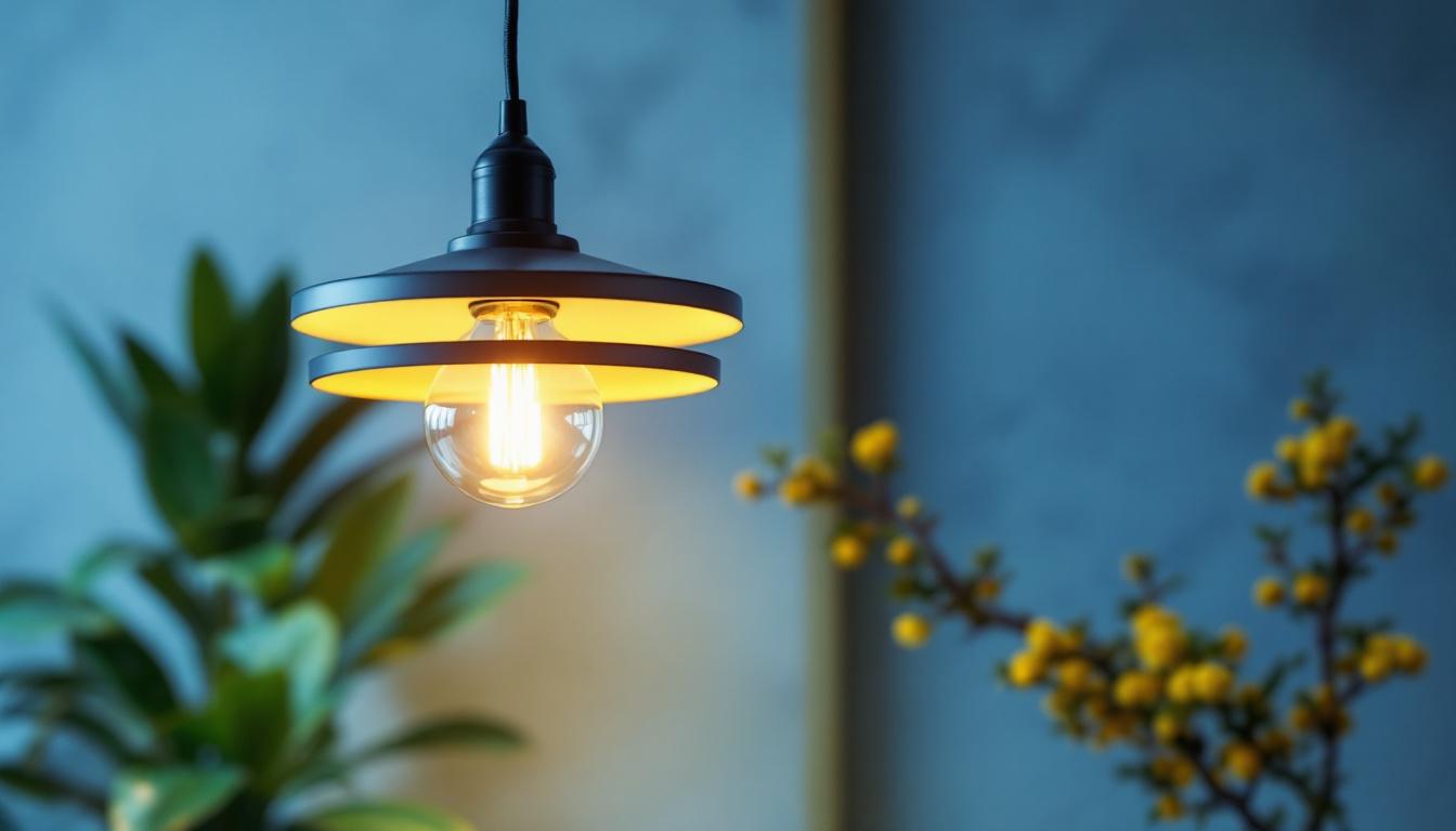 A photograph of a modern light fitting in a stylish interior setting