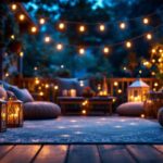 A photograph of a beautifully arranged outdoor scene illuminated by warm