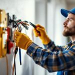 A photograph of a skilled electrician in action