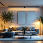 A photograph of a well-lit modern living space featuring various led light fixtures in use