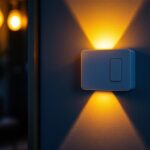 A photograph of capture a photograph of a modern adjustable light switch in a stylish home setting