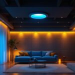 A photograph of a beautifully designed room featuring various recessed led lights in different settings