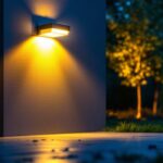 A photograph of a well-lit outdoor space showcasing a high-quality security light in action