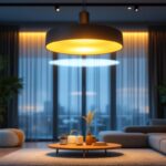 A photograph of a stylishly designed modern ceiling pendant light hanging elegantly in a contemporary living space