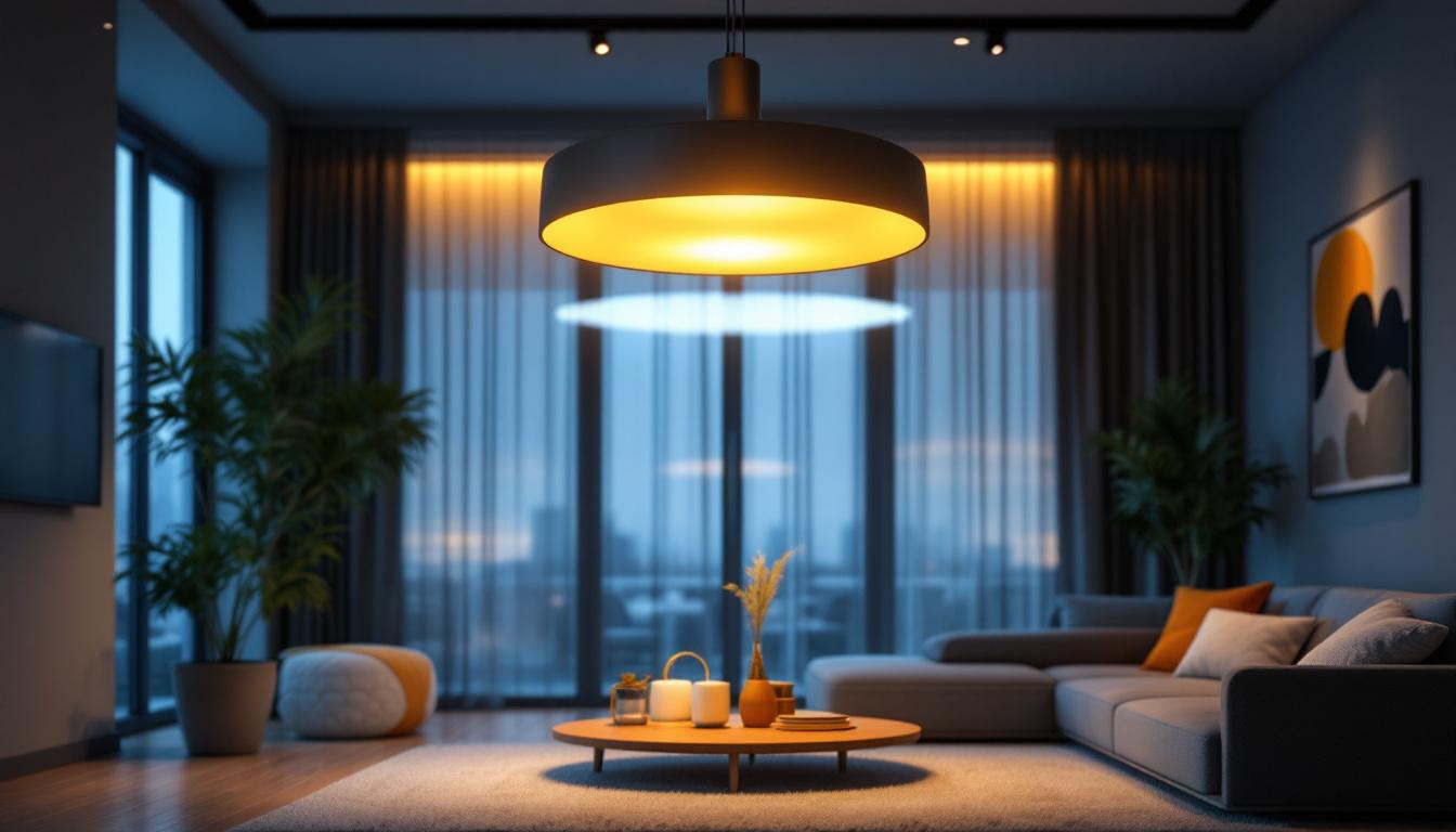 A photograph of a stylishly designed modern ceiling pendant light hanging elegantly in a contemporary living space