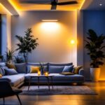 A photograph of a well-lit modern interior space featuring 6-inch led can lights