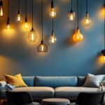 A photograph of a beautifully designed room featuring a variety of stylish light fixtures