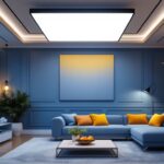 A photograph of a beautifully designed square light fixture in an elegant interior setting