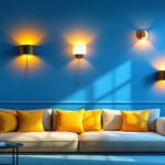 A photograph of a beautifully designed interior space featuring a variety of stylish wall sconces