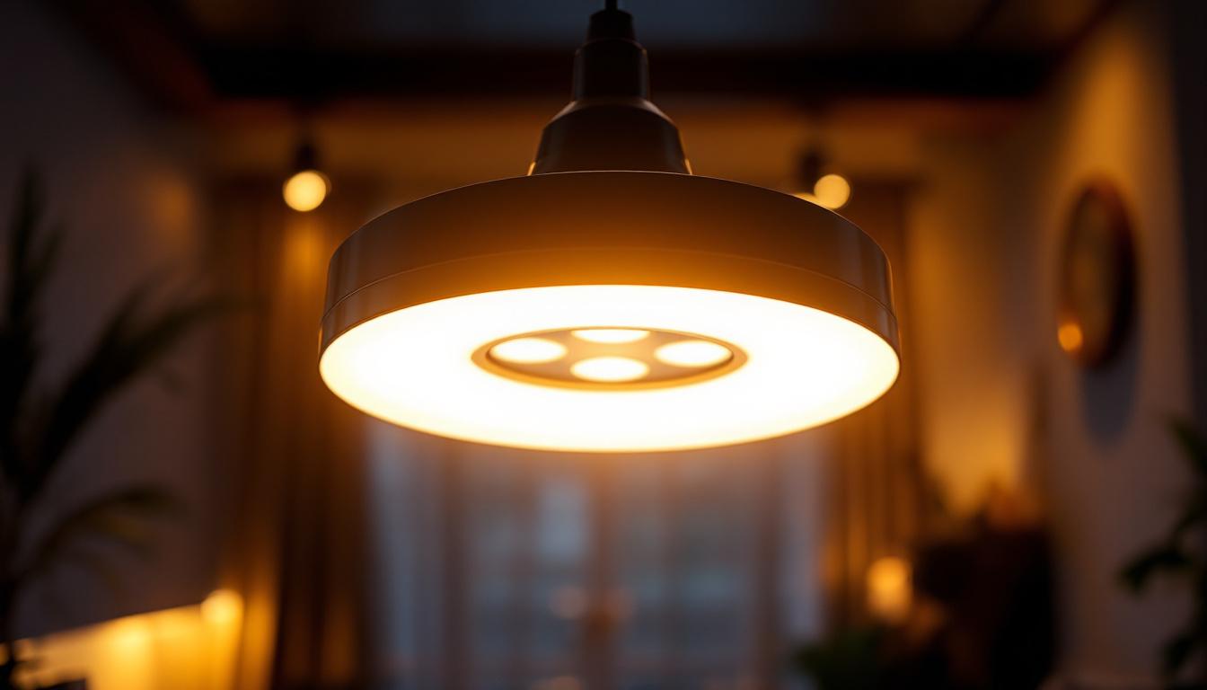 A photograph of a stylish retractable pendant light in a modern interior setting