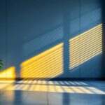 A photograph of a modern interior space featuring stylish louvers that enhance natural light