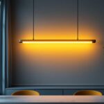 A photograph of a stylish long pendant light hanging elegantly in a modern interior setting