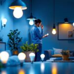 A photograph of a well-lit room showcasing a variety of led bulbs in stylish fixtures