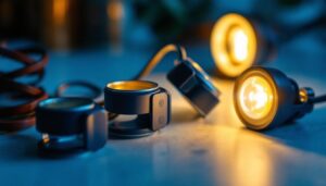A photograph of a close-up shot of various clips designed for can lights