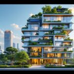 A photograph of a modern energy-efficient building