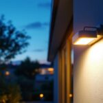 A photograph of a beautifully illuminated outdoor scene at dusk