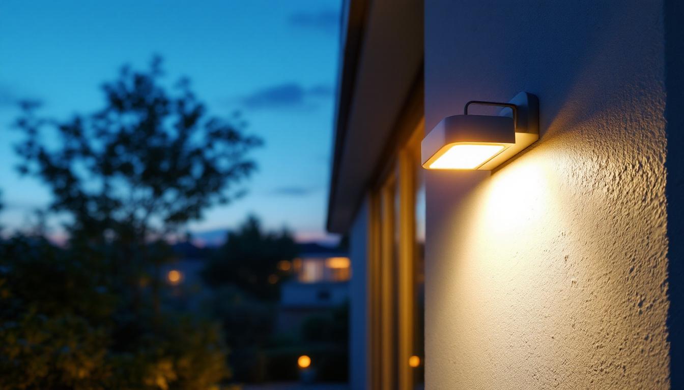 A photograph of a beautifully illuminated outdoor scene at dusk