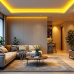 A photograph of a well-designed living space featuring recessed lighting inserts