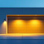 A photograph of a modern garage illuminated by innovative floodlight technology