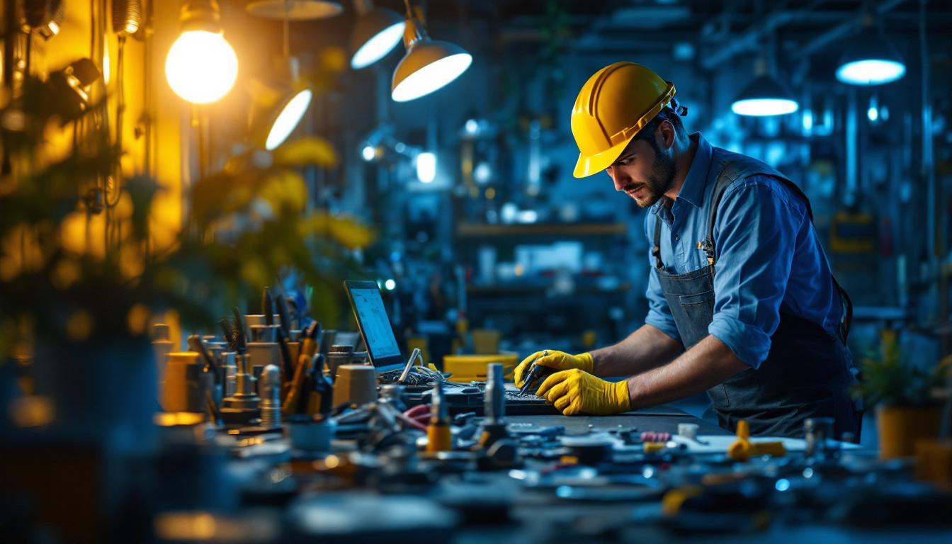 A photograph of a skilled electrician in action