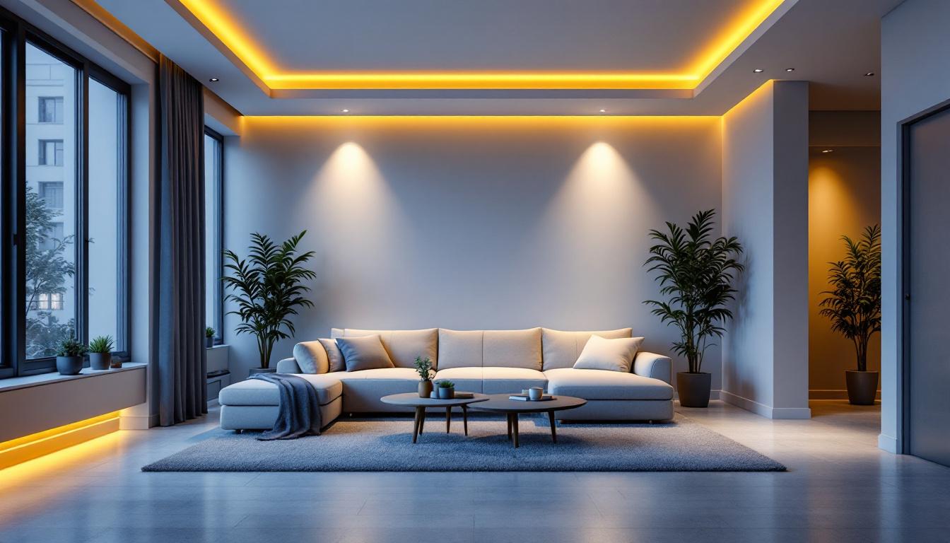 A photograph of a well-lit interior space showcasing recessed dimmable led downlights in action