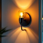 A photograph of a beautifully designed wall sconce illuminating a stylish interior space