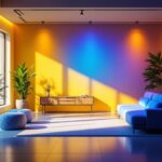 A photograph of a beautifully lit interior space that showcases the interplay of natural and artificial light