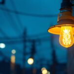 A photograph of a high-pressure sodium light fixture in a well-lit outdoor setting