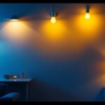 A photograph of a well-lit interior space showcasing a19 led bulbs in various fixtures