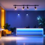 A photograph of a beautifully designed track lighting installation in a modern interior space