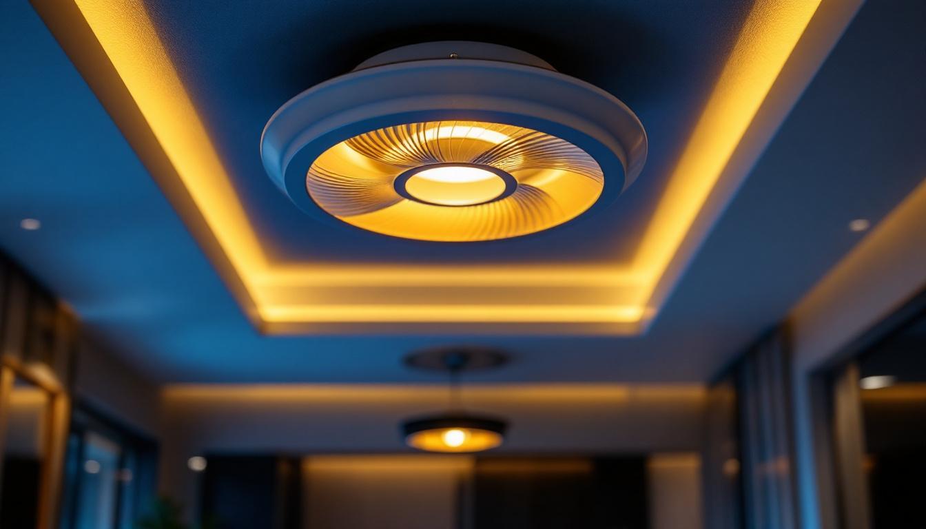 A photograph of a beautifully designed recessed light fixture with decorative covers installed in a stylish interior setting