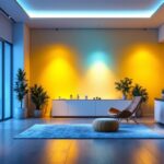 A photograph of a modern interior space showcasing various led lighting designs in action