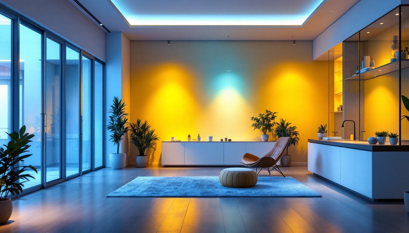A photograph of a modern interior space showcasing various led lighting designs in action