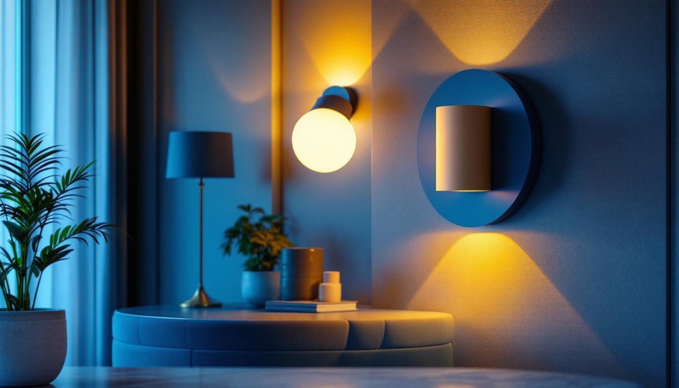 A photograph of a beautifully designed large wall light fixture in a stylish interior setting