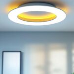 A photograph of a stylish and modern low-cost ceiling light installation in a well-lit room