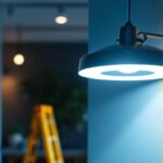 A photograph of a modern led light fixture installed in a stylish indoor setting