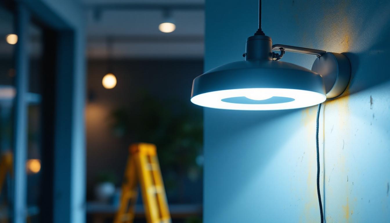 A photograph of a modern led light fixture installed in a stylish indoor setting